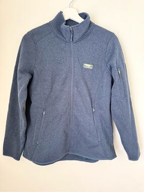 LL Bean Sweater Fleece Zip Jacket Nautical Navy MP Medium Petite NEW